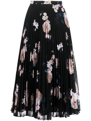 Erdem plissé-effect silk midi skirt - Black