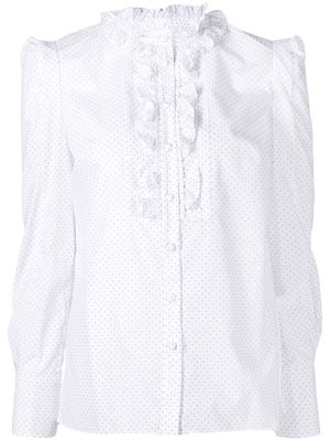 Erdem polka-dot print ruffle shirt - White
