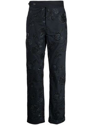 Erdem Samuel floral-embroidered trousers - Blue