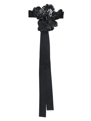 Erdem sequined floral-detail necklace - Black