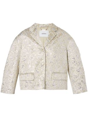 Erdem single-breasted cropped cloqué jacket - Gold