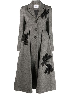 Erdem Stephanie floral-embroidered coat - Black