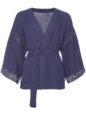 ERES Apres lace-trim pleated robe - Purple