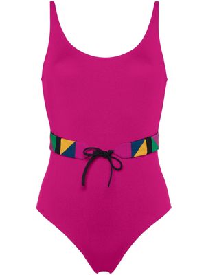 ERES Damier belted-waist swimsuit - Pink