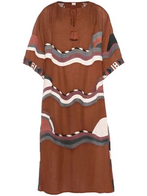 ERES Horizon embroidered linen dress - Brown