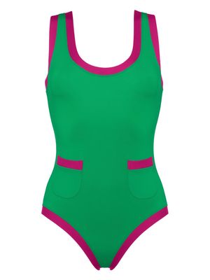 ERES Pueblo contrast-edge pocket-detail swimsuit - Green