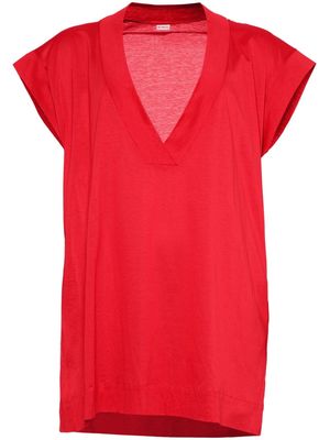 ERES Renée V-neck cotton T-shirt - Red