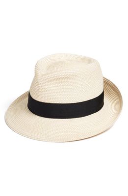 Eric Javits Classic Squishee® Straw Packable Fedora Sun Hat in Cream/Black 