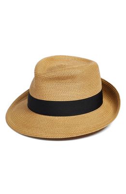 Eric Javits Classic Squishee® Straw Packable Fedora Sun Hat in Natural/Black 