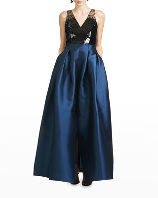 Erica Sequin Pleated Gown