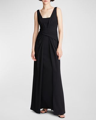 Erica Sleeveless A-Line Crepe Gown