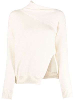 Erika Cavallini asymmetric cut-out wool jumper - White