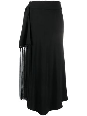 Erika Cavallini asymmetric fringe-detailing skirt - Black