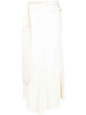 Erika Cavallini asymmetric fringe-detailing skirt - White