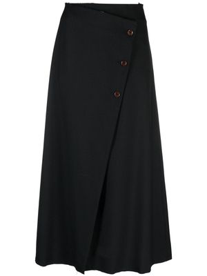 Erika Cavallini asymmetric wool midi skirt - Black