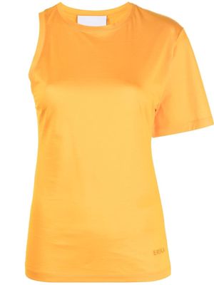 Erika Cavallini asymmetry-sleeve cotton T-shirt - Orange