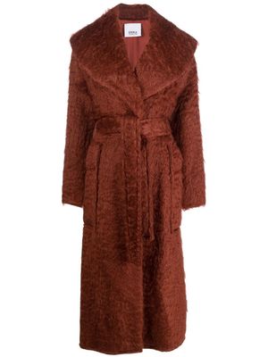 Erika Cavallini brushed-finish tied-waist coat - Brown