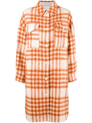 Erika Cavallini check-print shirt-style coat - Orange