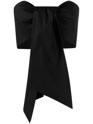 Erika Cavallini cropped front tie-fastening top - Black