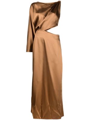 Erika Cavallini cut-out draped satin A-line dress - Brown