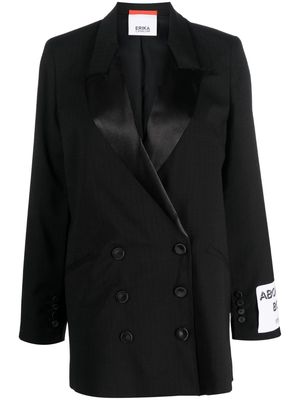 Erika Cavallini double-breasted satin-lapel blazer - Black