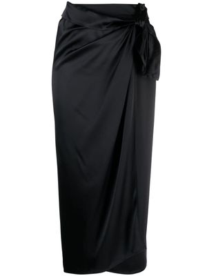 Erika Cavallini draped satin wrap skirt - Black