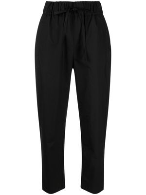 Erika Cavallini drawstring cotton cropped trousers - Black