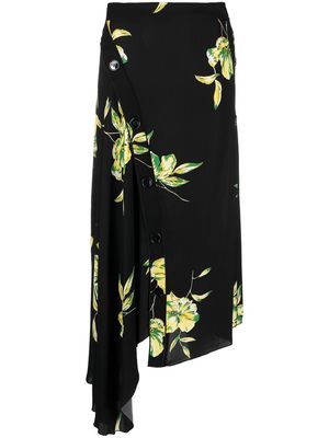 Erika Cavallini floral-print asymmetric skirt - Black