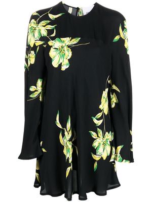 Erika Cavallini floral-print long-sleeve dress - Black