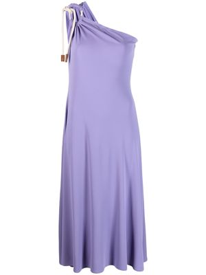 Erika Cavallini gathered-shoulder-detail midi dress - Purple