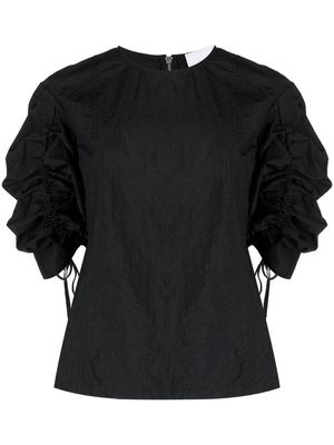 Erika Cavallini gathered-sleeve detail blouse - Black