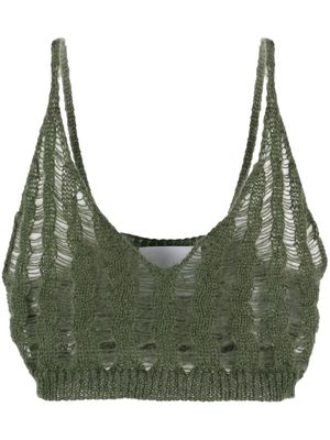Erika Cavallini mohair-blend knitted crop top - Green