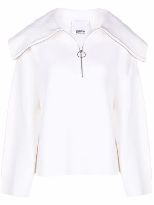 Erika Cavallini oversize-collar knitted top - White