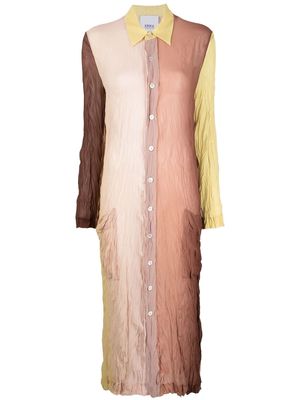 Erika Cavallini panelled ruched shirt dress - Brown