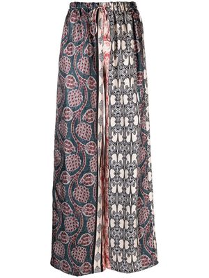 Erika Cavallini patterned elasticated silk trousers - Blue
