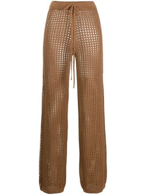 Erika Cavallini perforated-knit flared trousers - Brown