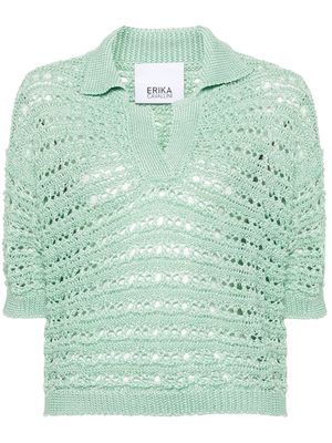 Erika Cavallini semi-sheer polo shirt - Green