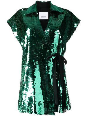 Erika Cavallini sequin-embellished wrap top - Green
