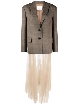 Erika Cavallini single-breasted tulle-detail blazer - Neutrals