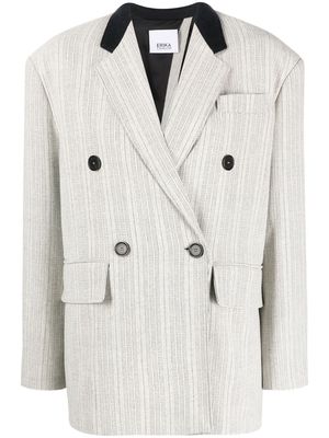 Erika Cavallini striped double-breasted blazer - Neutrals