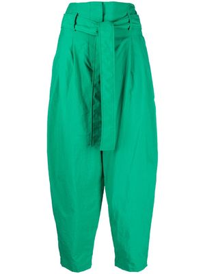 Erika Cavallini tied-waist cropped trousers - Green