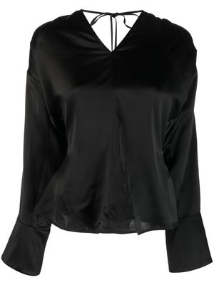 Erika Cavallini V-neck long-sleeve blouse - Black