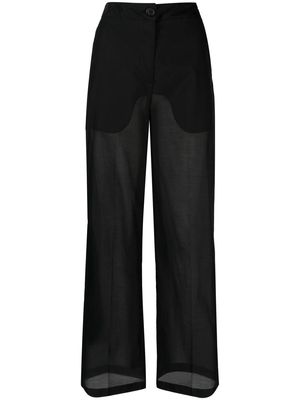 Erika Cavallini wide-leg cotton-silk trousers - Black