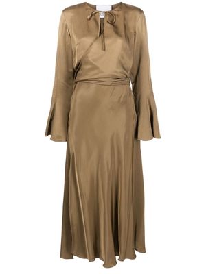 Erika Cavallini wrap-design satin-finish dress - Green
