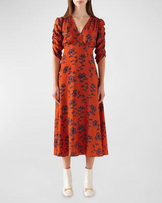 Erin Floral Jacquard A-Line Midi Dress