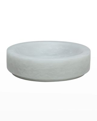 Eris Collection Pearl White Marble Round Soap Dish