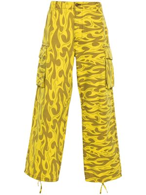 ERL abstract-print cargo pants - Yellow