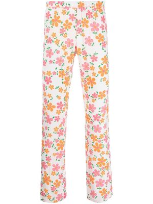 ERL all-over floral-print trousers - White