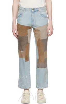 ERL Blue Patchwork Jeans