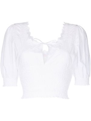 ERL broderie-anglaise shirred blouse - White